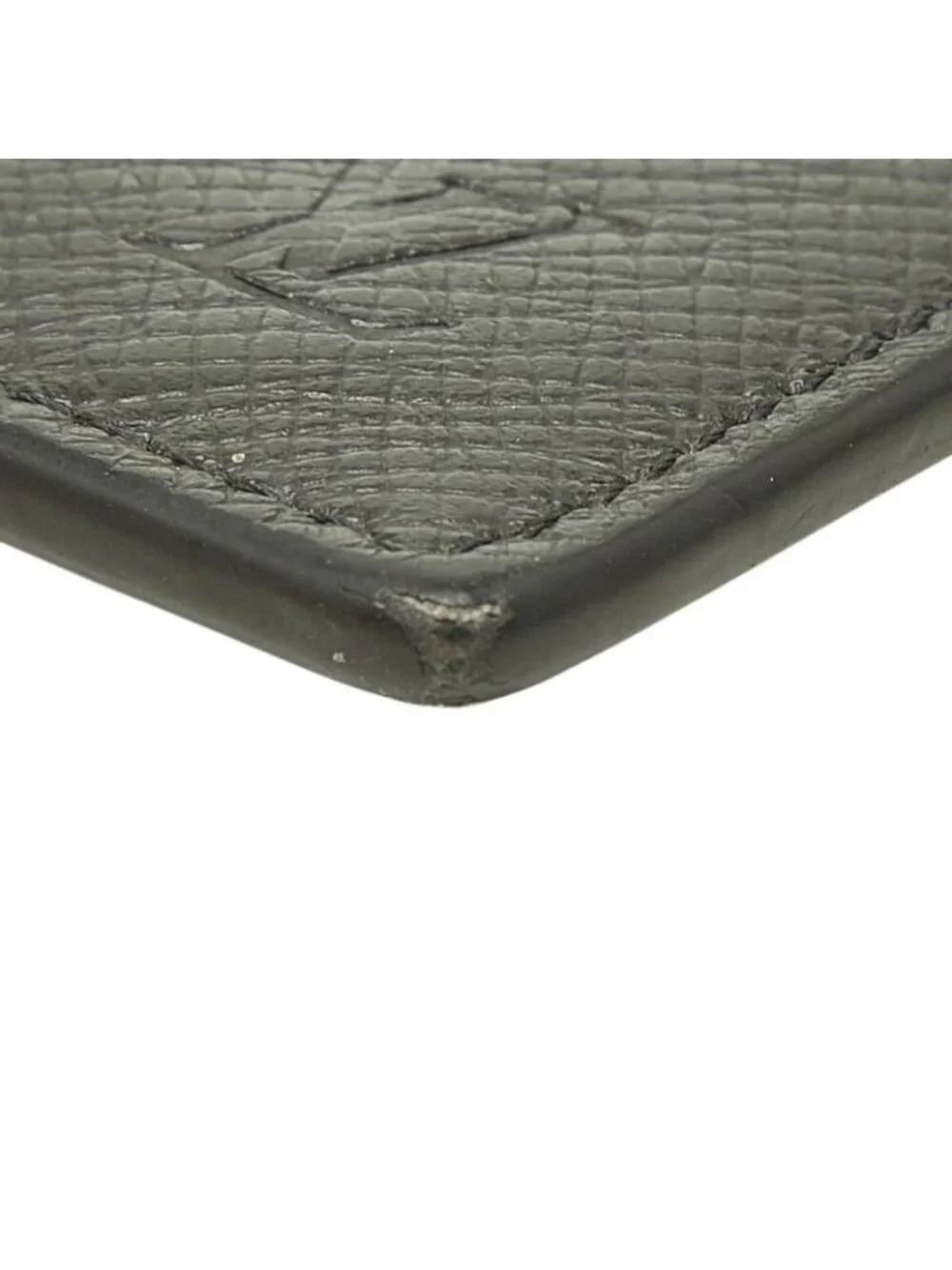 Louis Vuitton Taiga Coin Card Holder Purse Case Black Leather